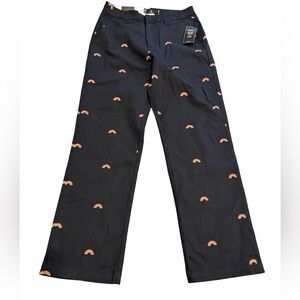 Volcom Frochickie Boyfriend Pants Women’s Size 25 Black Rainbow Print NWT